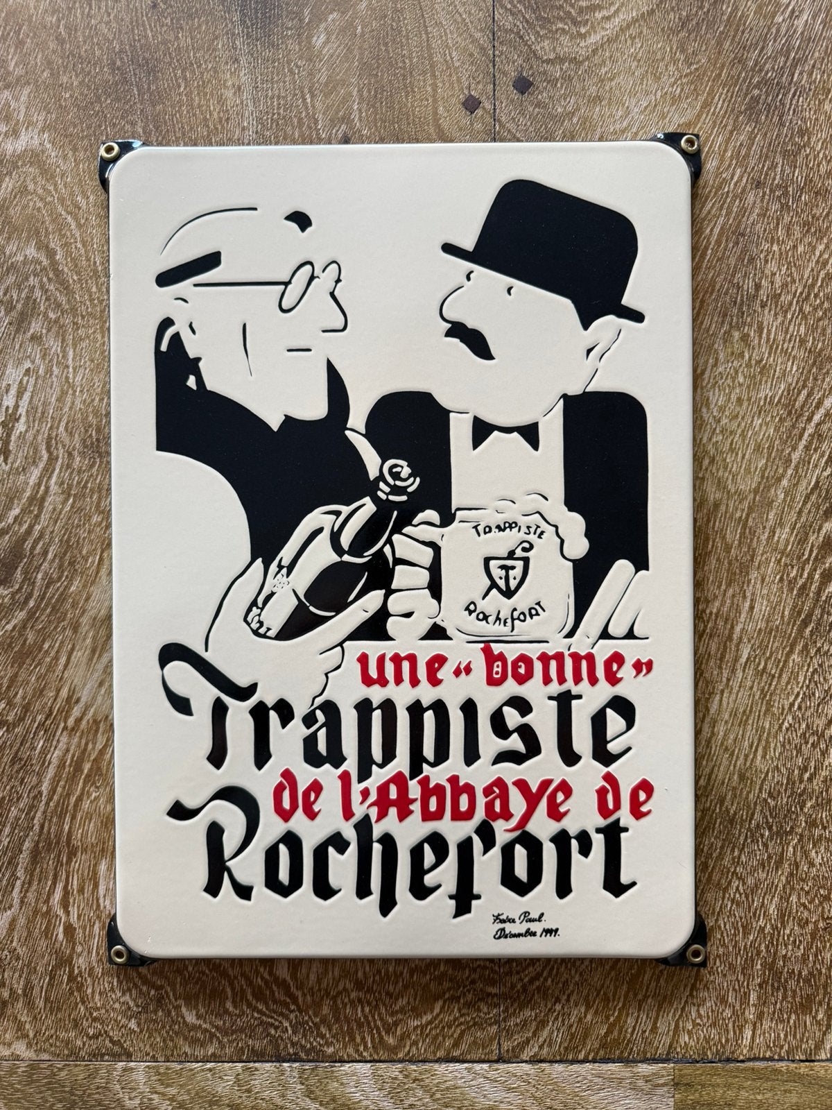 Trappste Rochefort emaille plaat, Ophalen
