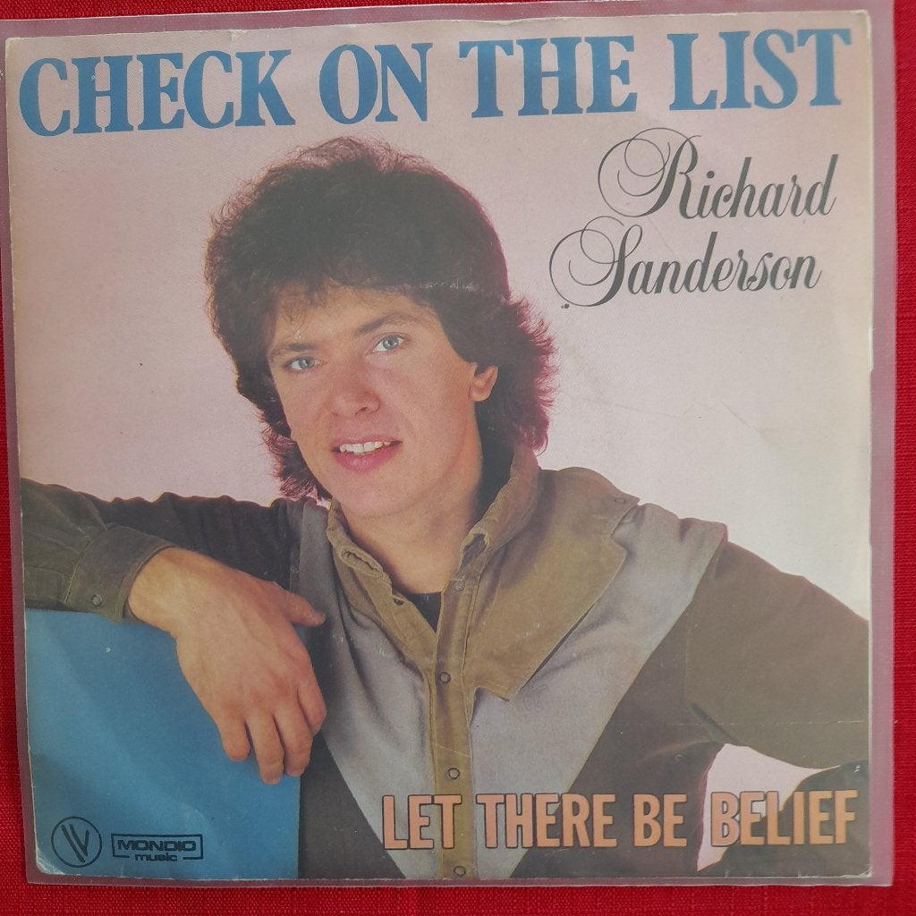 Richard Sanderson-Vérifiez la liste 7", Enlèvement ou Envoi, Utilisé, Pop, Autres types