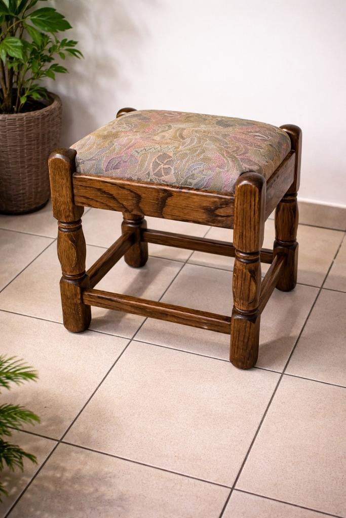Vintage houten krukje/voetenbankje jaren 70, Antiek en Kunst, Ophalen