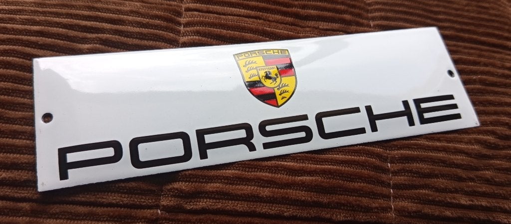 Emaille Reclamebord PORSCHE Garage Dealer Plaque Vintage Oud, Verzamelen, Verzenden, Reclamebord