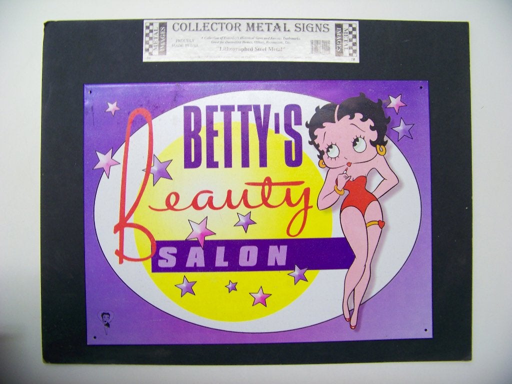 Betty Boop Beauty Salon - Metal sign, Verzamelen, Ophalen of Verzenden, Betty Boop, Nieuw, Plaatje, Poster of Sticker