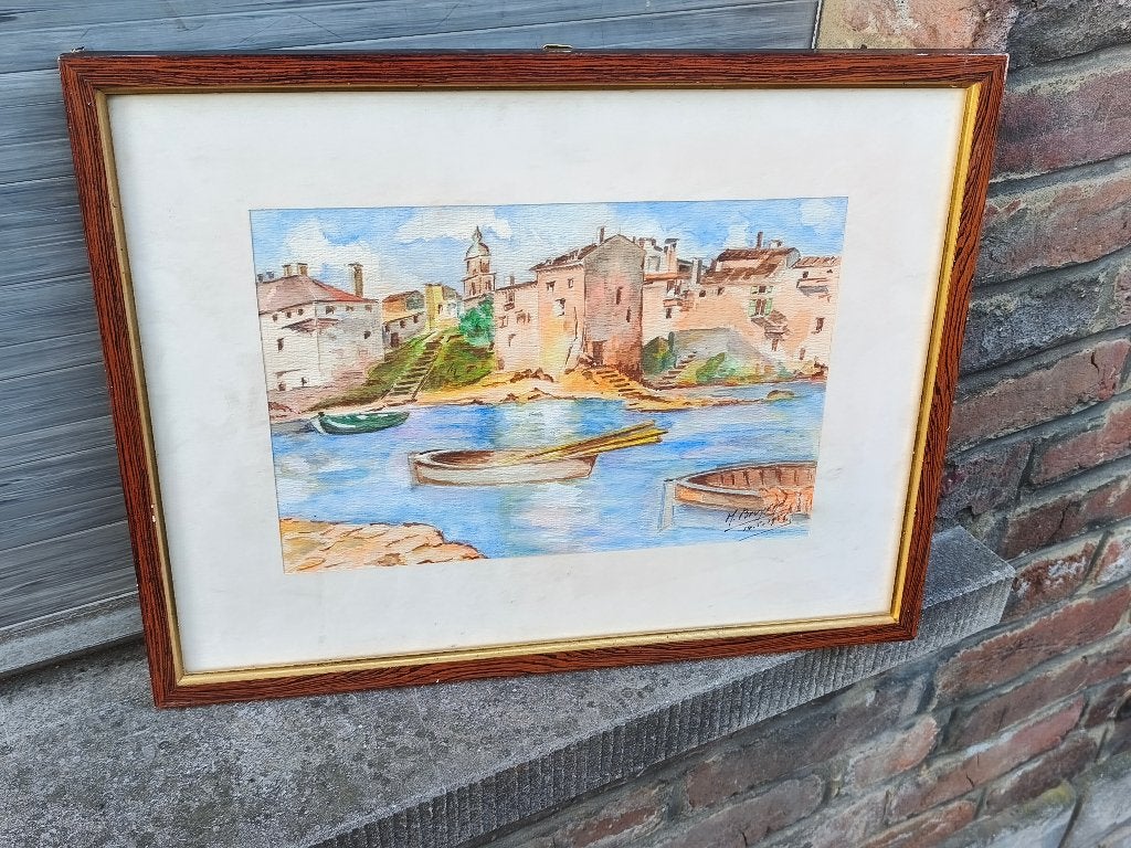 Aquarelle signe m bruyene, Antiquités & Art, Art | Peinture | Classique, Aquarelle, Enlèvement ou Envoi