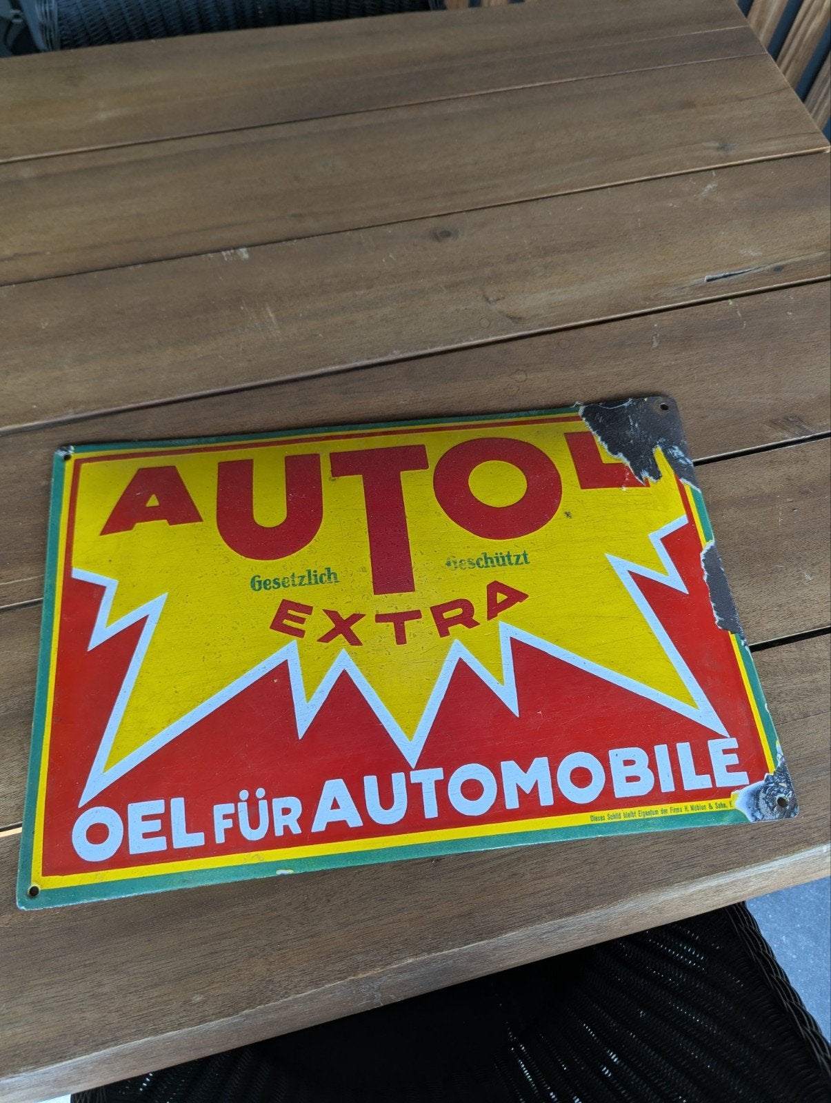 oud gebold Emaille bord, Ophalen of Verzenden, Gebruikt, Reclamebord