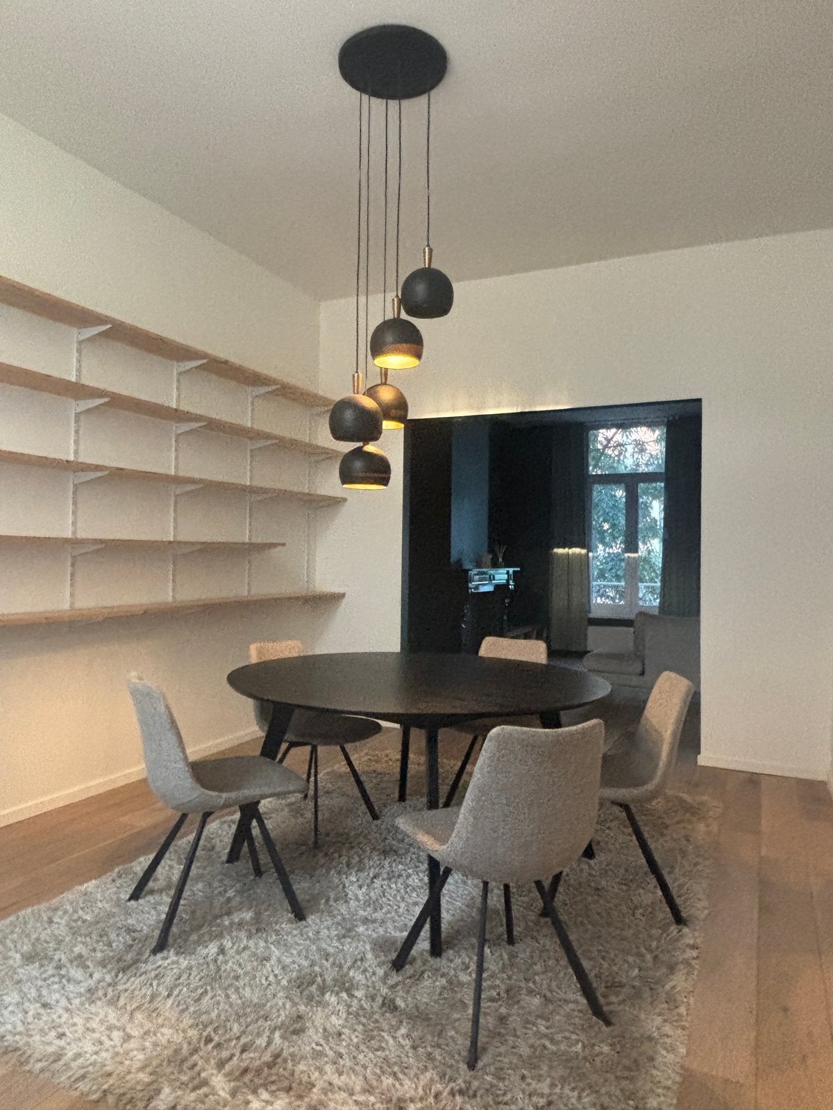 Ronde tafel (150cm diameter) en 5 stoelen, Ophalen, Gebruikt, Rond, Vijf personen of meer