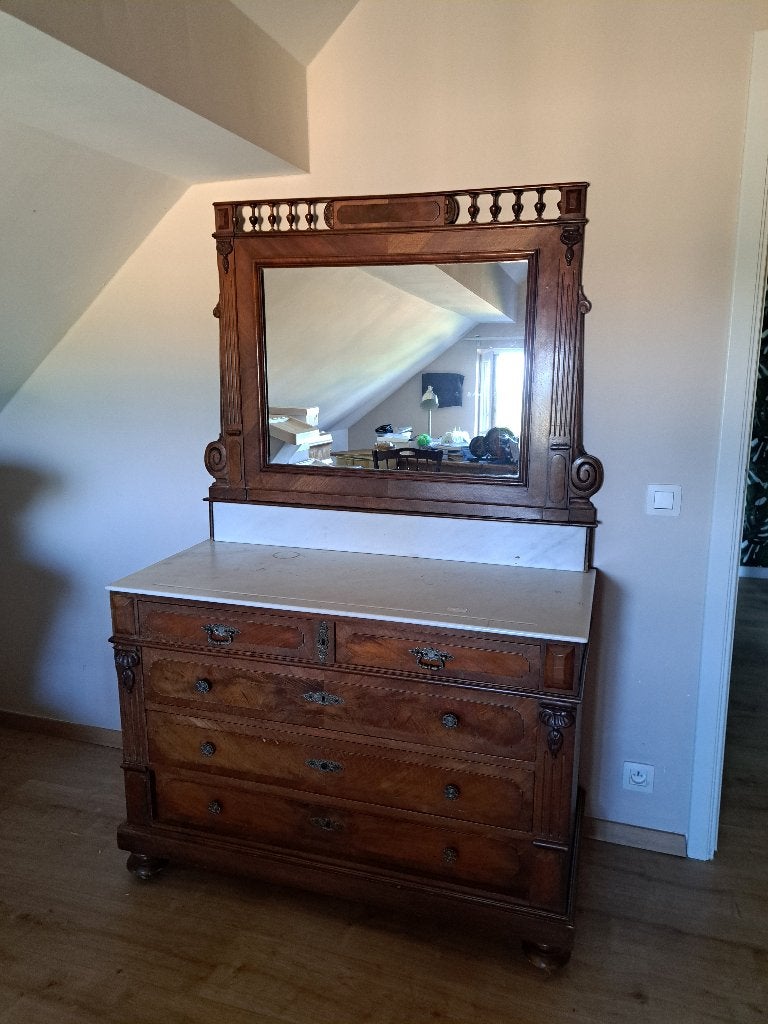 Coiffeuse ancienne, Ancien, 100 à 150 cm, Utilisé, Bois