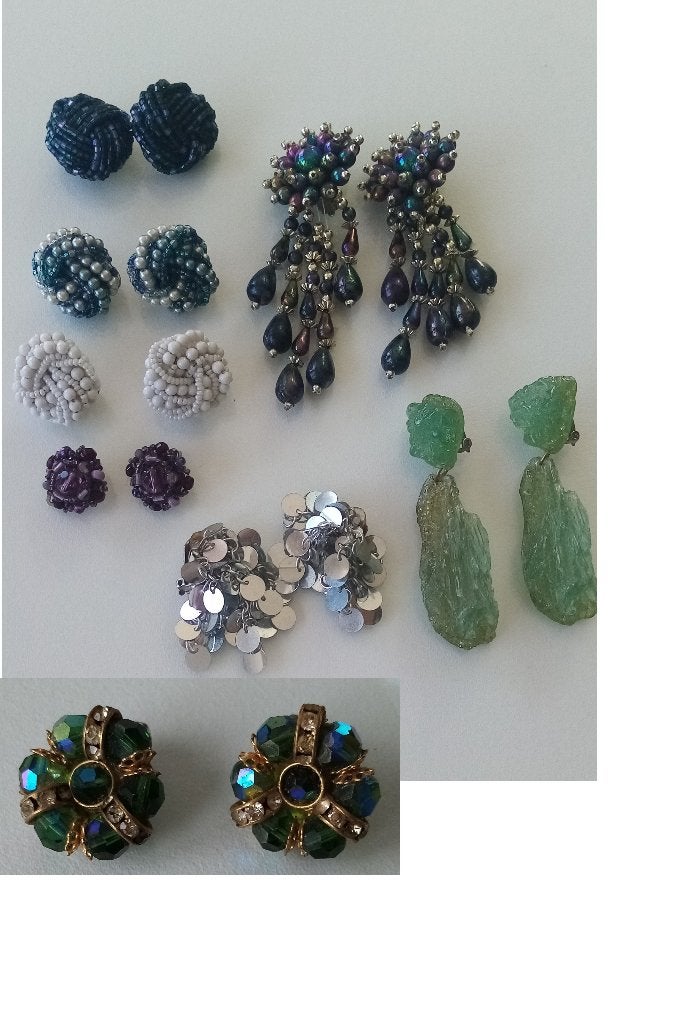 Lot 8 paires boucle oreille clip vintage '80's- impeccable, Enlèvement, Comme neuf, Autres matériaux