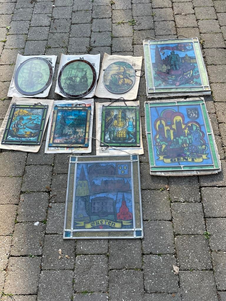 Joli lot de vitraux 19 pièces en parfait état, Enlèvement