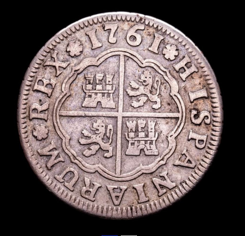 Espagne - 2 reales 1761 (Charles III, rare), Enlèvement ou Envoi, Autres pays, Monnaie en vrac, Argent