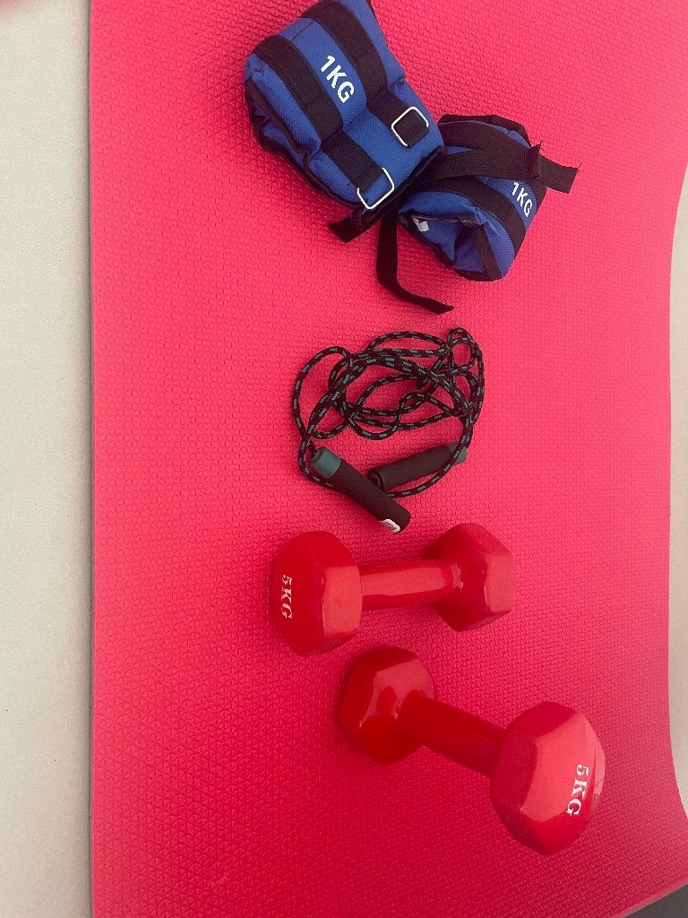 Fitnessset, Sport en Fitness, Fitnessmaterialen, Ophalen, Zo goed als nieuw, Fitnessmat