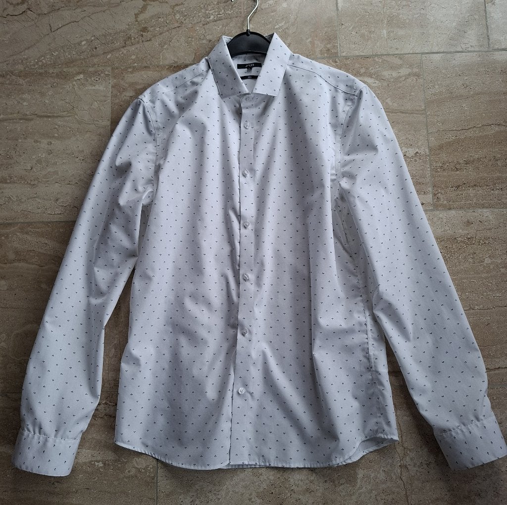 Chemise blanche coupe cintrée Jules Non-iron taille M, Tour de cou 39/40 (M), Jules, Enlèvement ou Envoi, Comme neuf