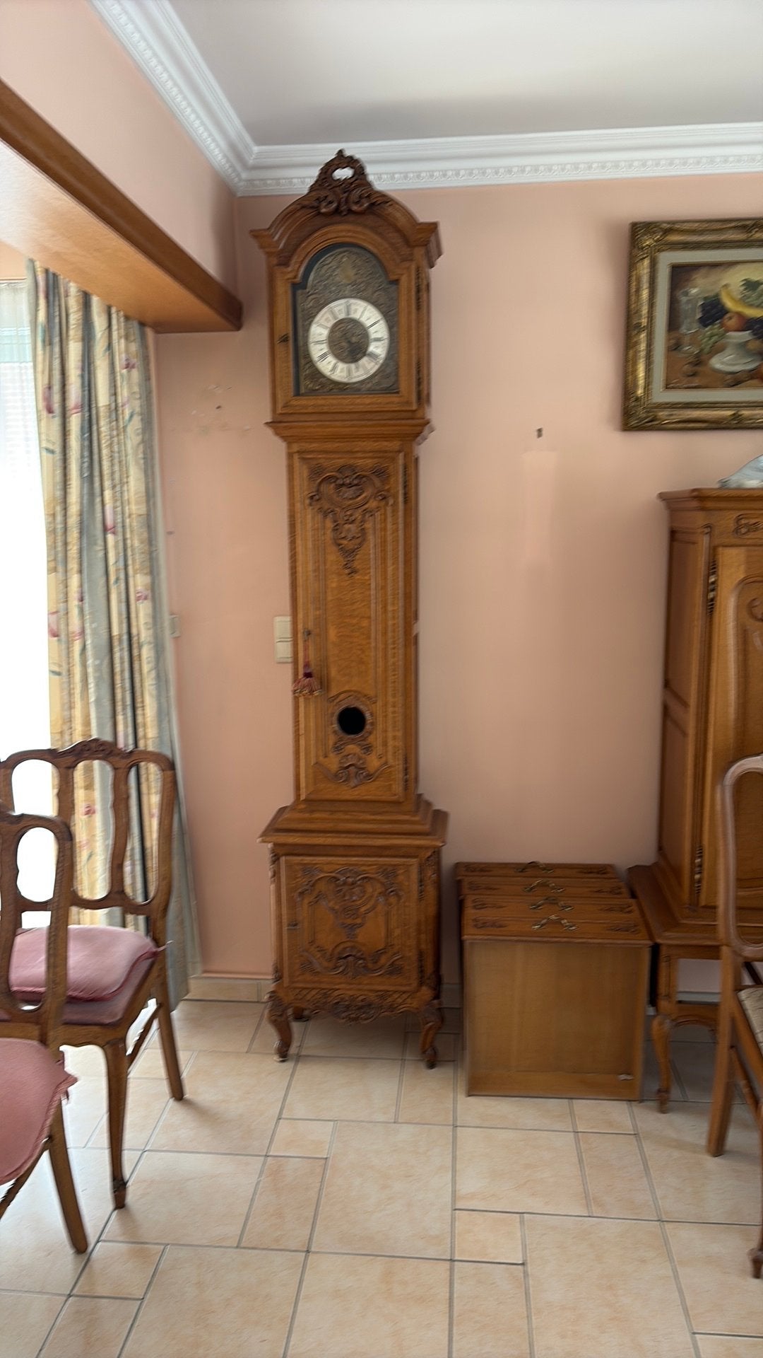 Horloge colonne chêne, Ophalen