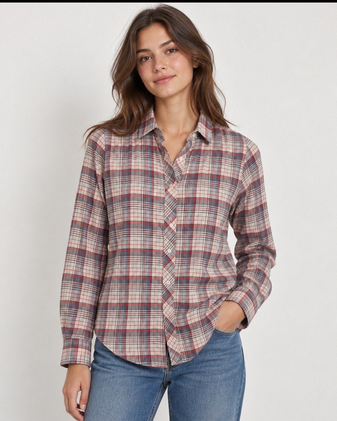 Chemise à carreaux Langtry Taille 36/38 - Excellent état, Vêtements | Femmes, Gris, Enlèvement ou Envoi, Taille 36 (S), Langtry