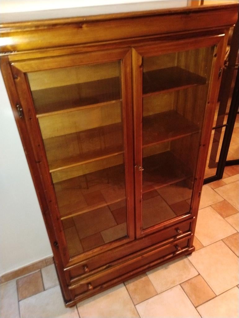 Armoire vitrine, 25 à 50 cm, Pin, Avec tablette(s), 100 à 150 cm