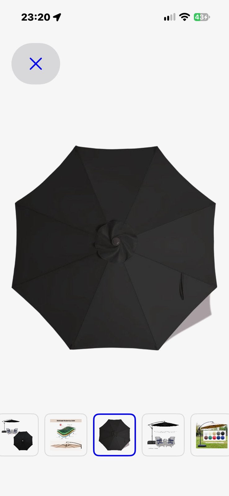 Parasoldoek nog splinternieuw!, Jardin & Terrasse, Parasols, Neuf, Étanche, Enlèvement, 2 à 3 mètres