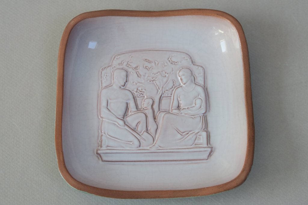 Coupelle art déco en céramique thème famille, Enlèvement ou Envoi