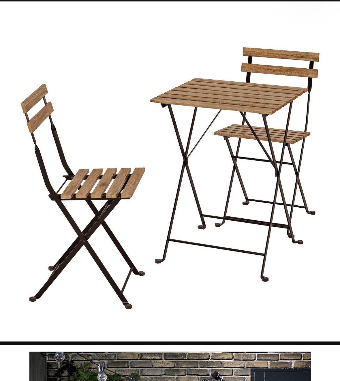 Table + 2 chaise terasse ikea, Chaise, Enlèvement, Utilisé, Bois