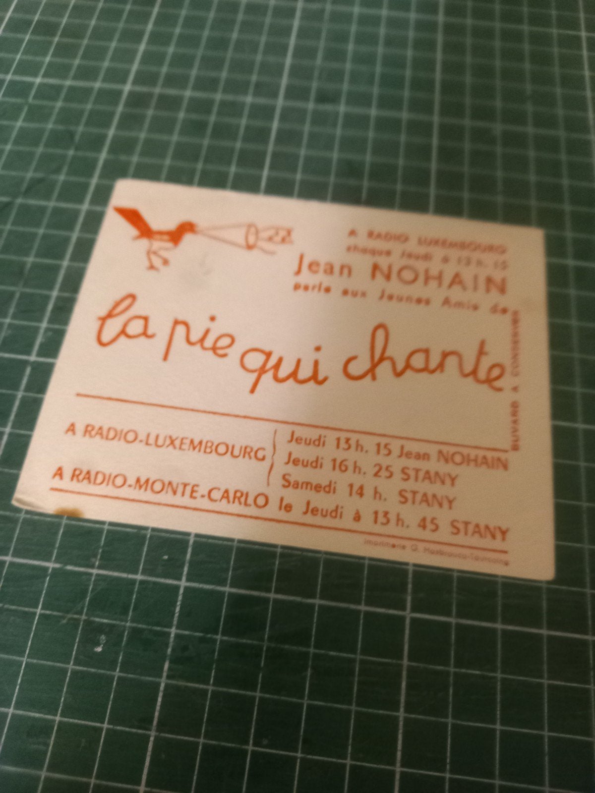 Buvard - Papier de soie - Jean Nohain - Radio Luxembourg, Collections, Enlèvement ou Envoi