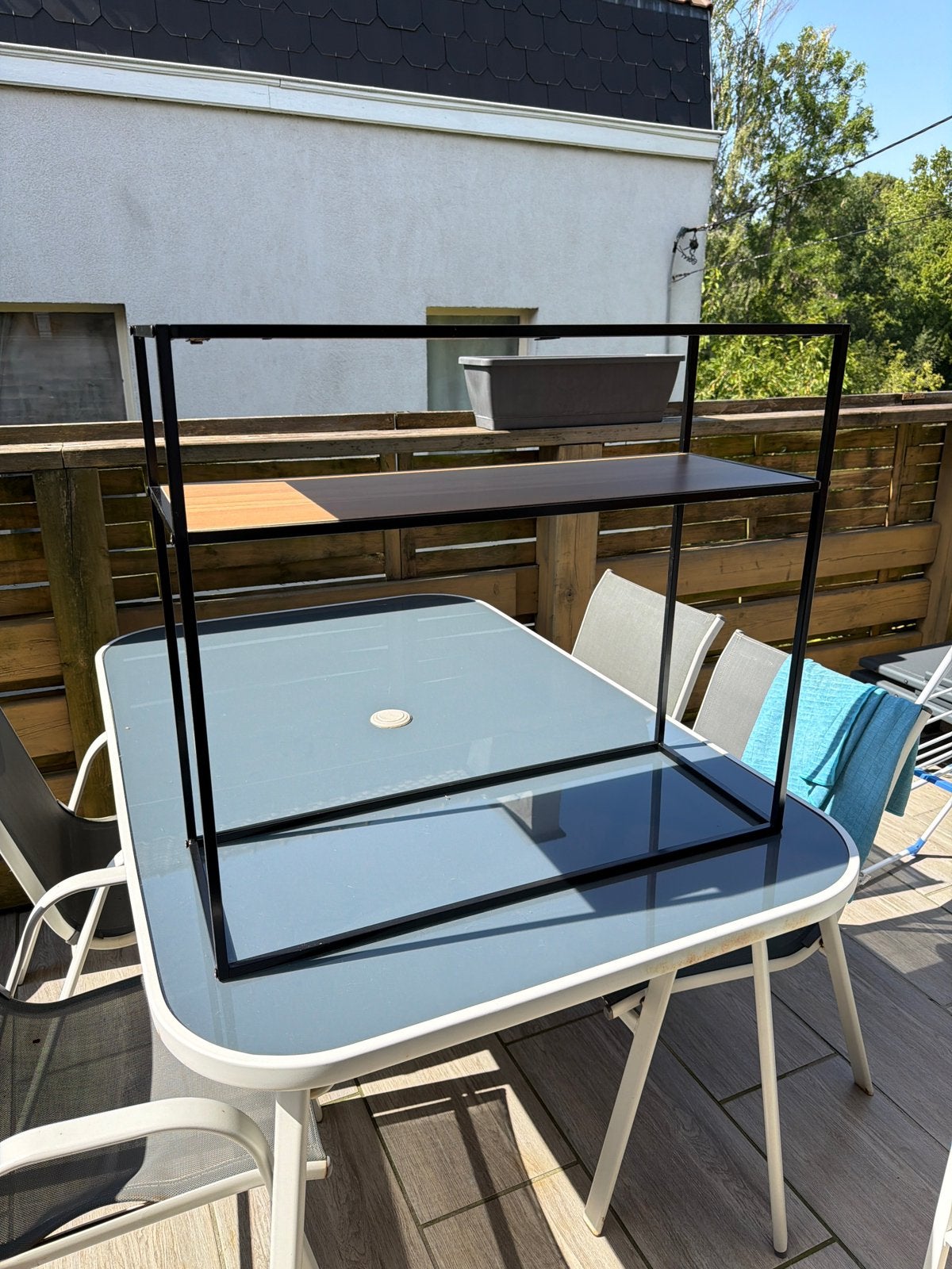Étagère décorative style industriel en métal noir et bois, Enlèvement, Comme neuf