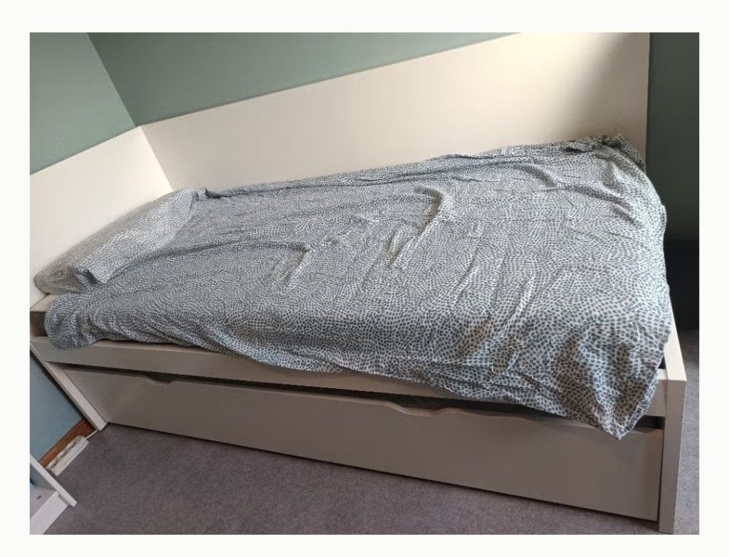 Bed, Huis en Inrichting, Ophalen, Gebruikt, Eenpersoons, Wit