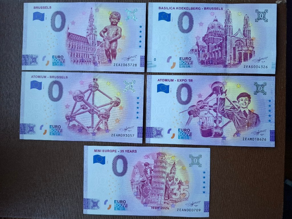 Billets de 0 euro Bruxelles (6 types), Enlèvement ou Envoi, Belgique, Série