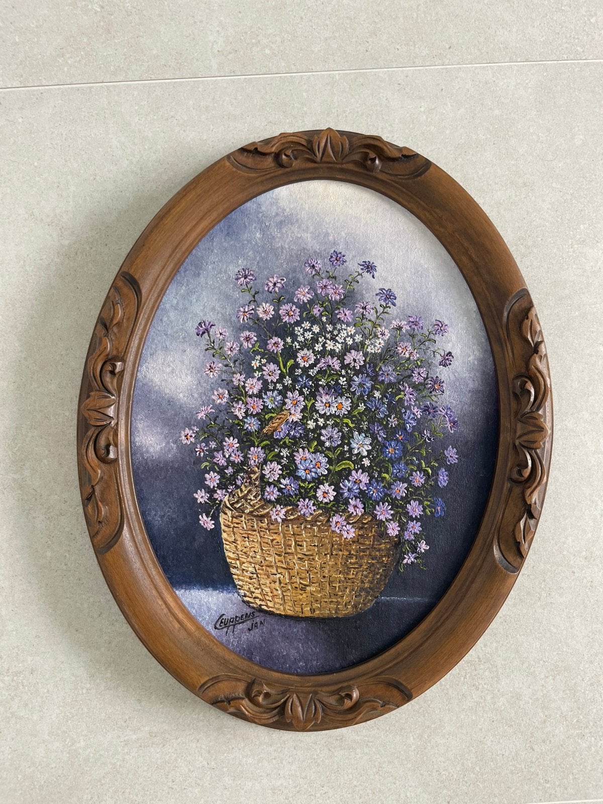Nederlands  Bloemenschilderij door Jan Ceuppens 45 x 36 cm, Ophalen