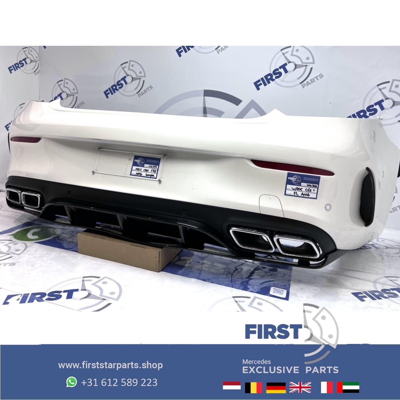 A205 C205 C63 C63S AMG ACHTERBUMPER COMPLEET PARELMOER WIT M, Arrière, Utilisé, -, -