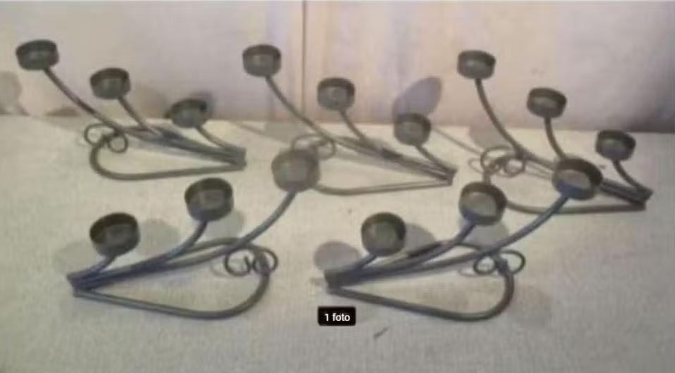 5 Dezelfde metalen kaarsenhouders, Ophalen of Verzenden, Zo goed als nieuw, Metaal