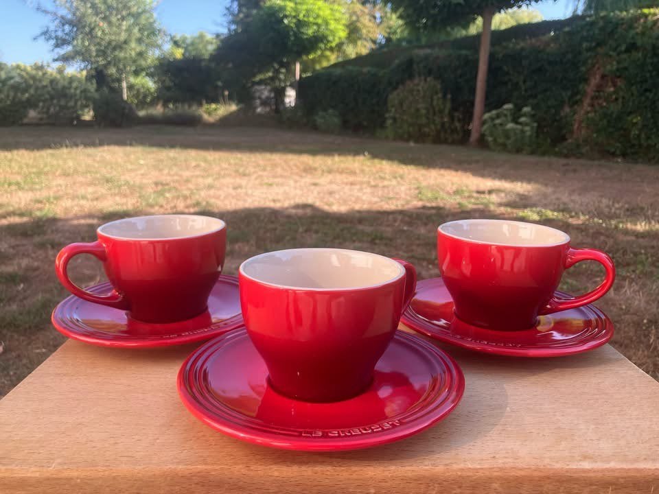 Ensemble 3 tasses et soucoupes Le Creuset, Ophalen of Verzenden