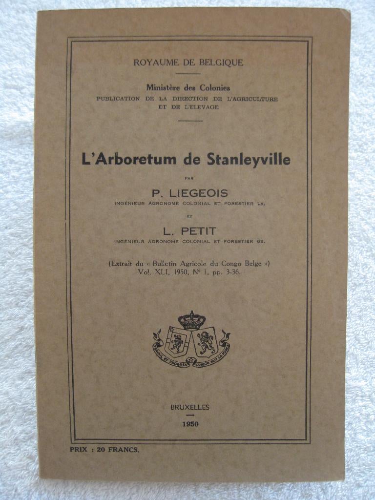 Congo belge Stanleyville – arboretum - Liégeois Petit - 1950, Enlèvement ou Envoi