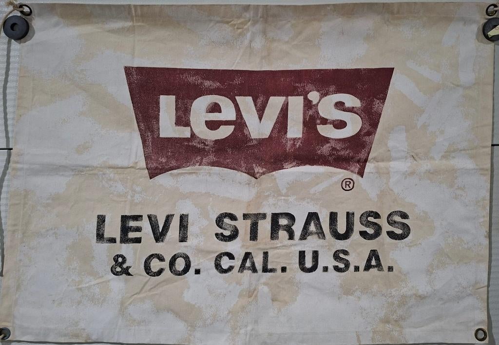 Levi's canvas banner, groot canvas Levi's, 123 x 89 cm, Enlèvement ou Envoi, Utilisé, Panneau publicitaire