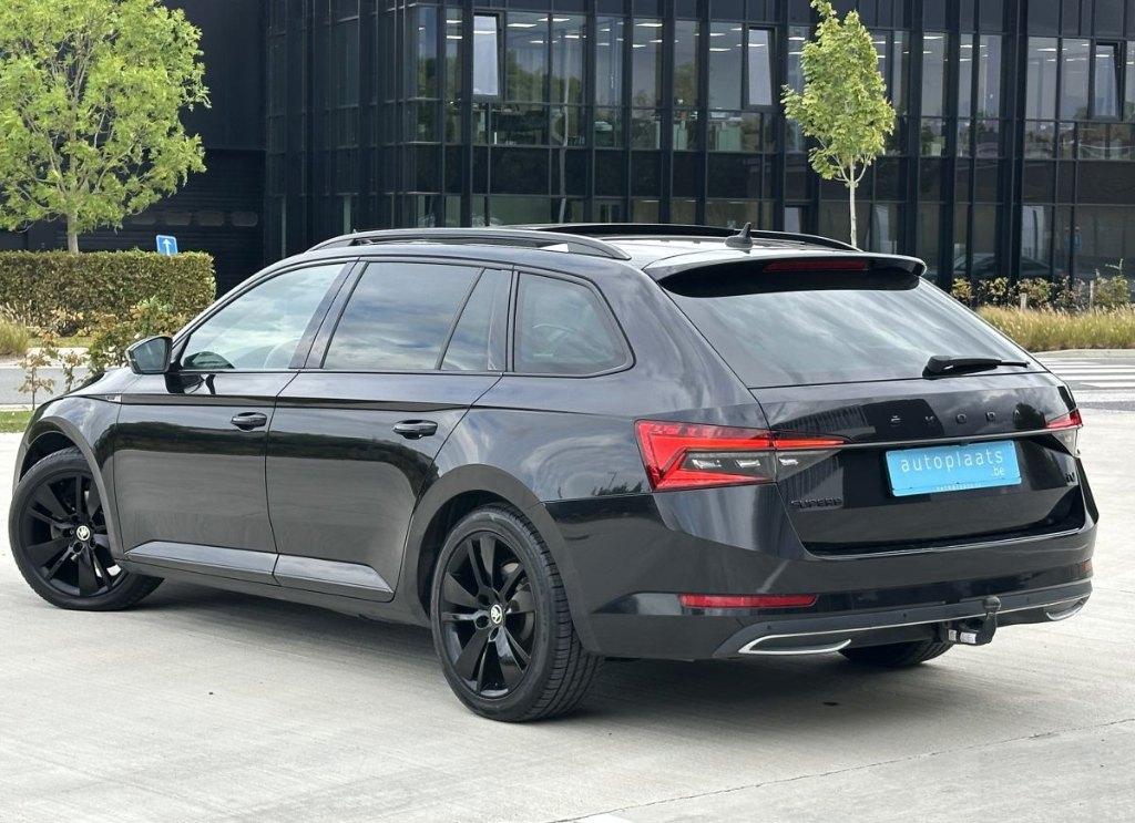Skoda Superb IV Sportline 157pk Hybride 88038km 2020 FULL OP, Auto's, 4 cilinders, 34 g/km, Zwart, 5 deurs