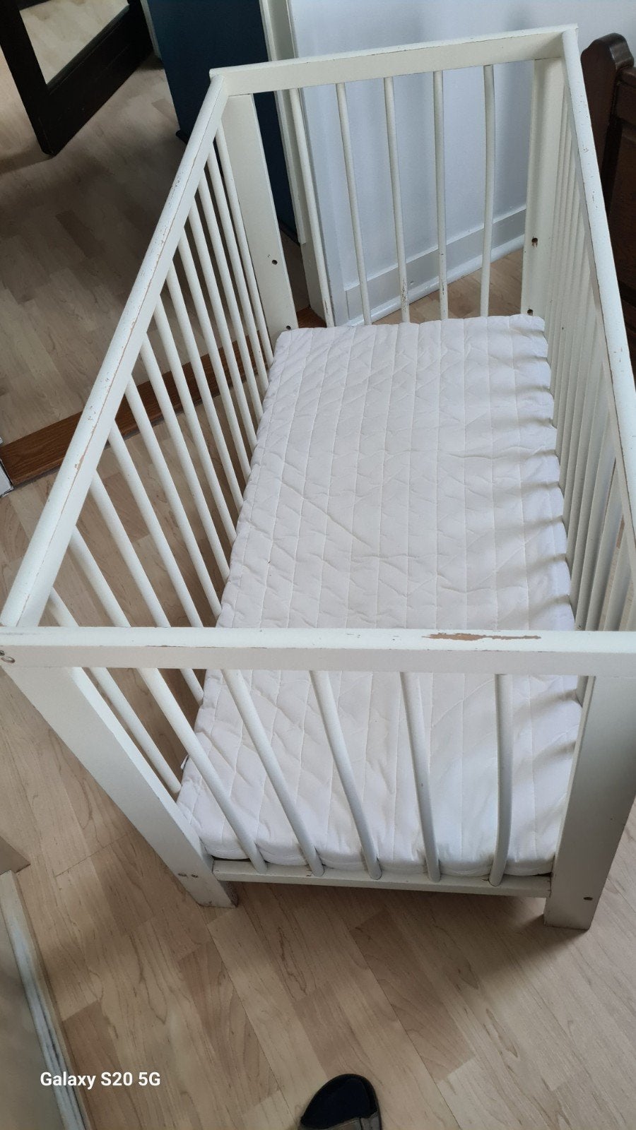 spijlen bedje voor baby, inclusief matras, Ophalen, Gebruikt, Rechthoekig