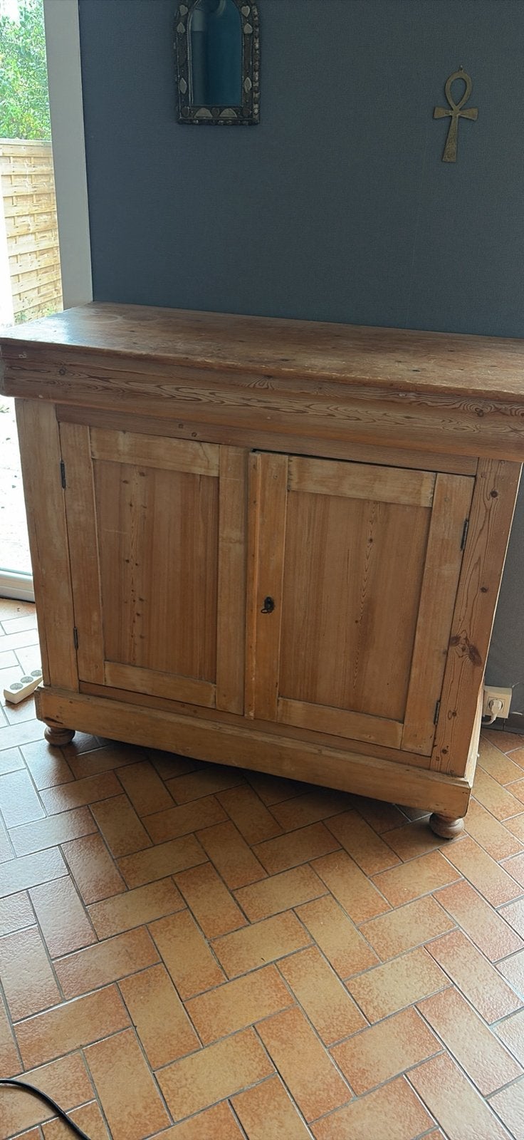 Ancien buffet en pin massif-meuble de campagne, 25 à 50 cm, Enlèvement, Utilisé, 50 à 100 cm