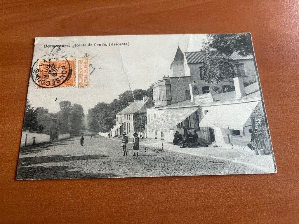 Carte postale Bonsecours :Route de Condé-1913, Verzenden, Voor 1920, Gelopen, Henegouwen