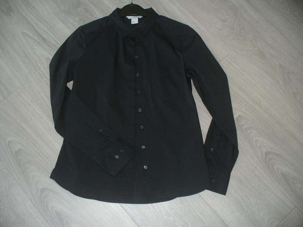Zwart hemd H&M maat 36, H&M, Enlèvement ou Envoi, Taille 36 (S), Comme neuf