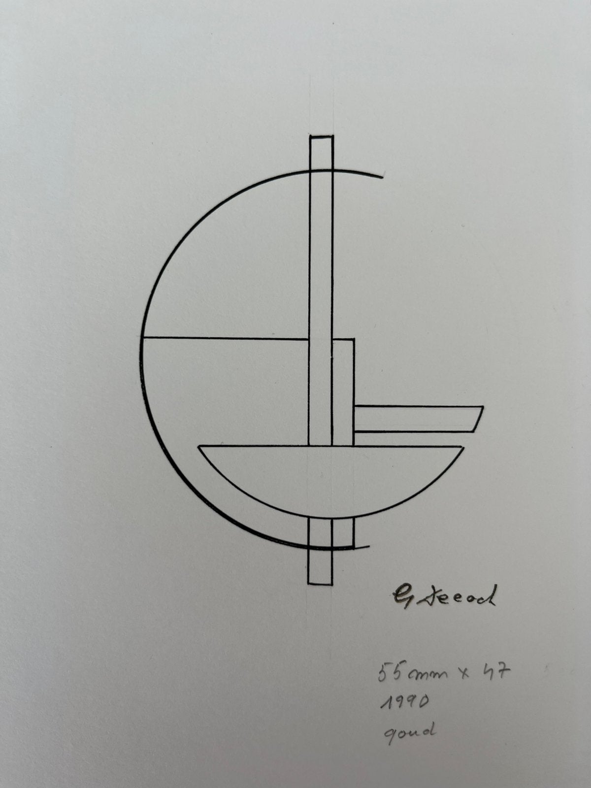- Gilbert Decock - juweelontwerp 1990, Antiek en Kunst, Kunst | Tekeningen en Fotografie, Ophalen of Verzenden, Tekening, Ingelijst