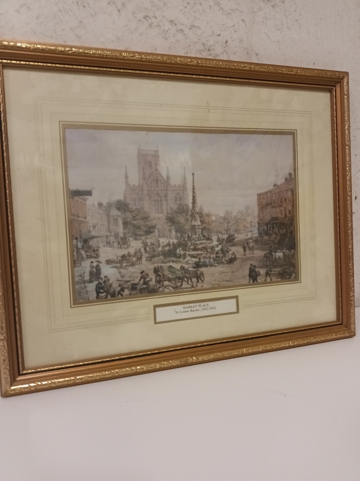 Sfeervolle ingelijste kunstdruk – "Market Place" (Louise Ray, Ophalen of Verzenden
