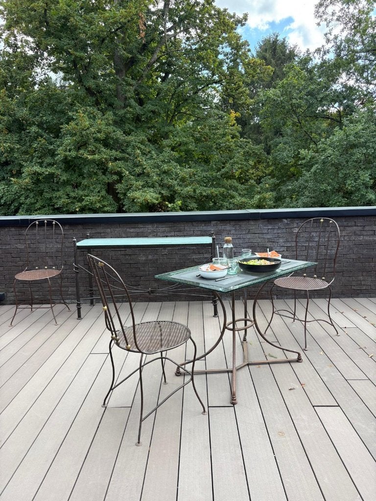 Vend table + console + 4 chaises fer forgé  + plateaux verre, 100 à 150 cm, Verre, Enlèvement, Utilisé