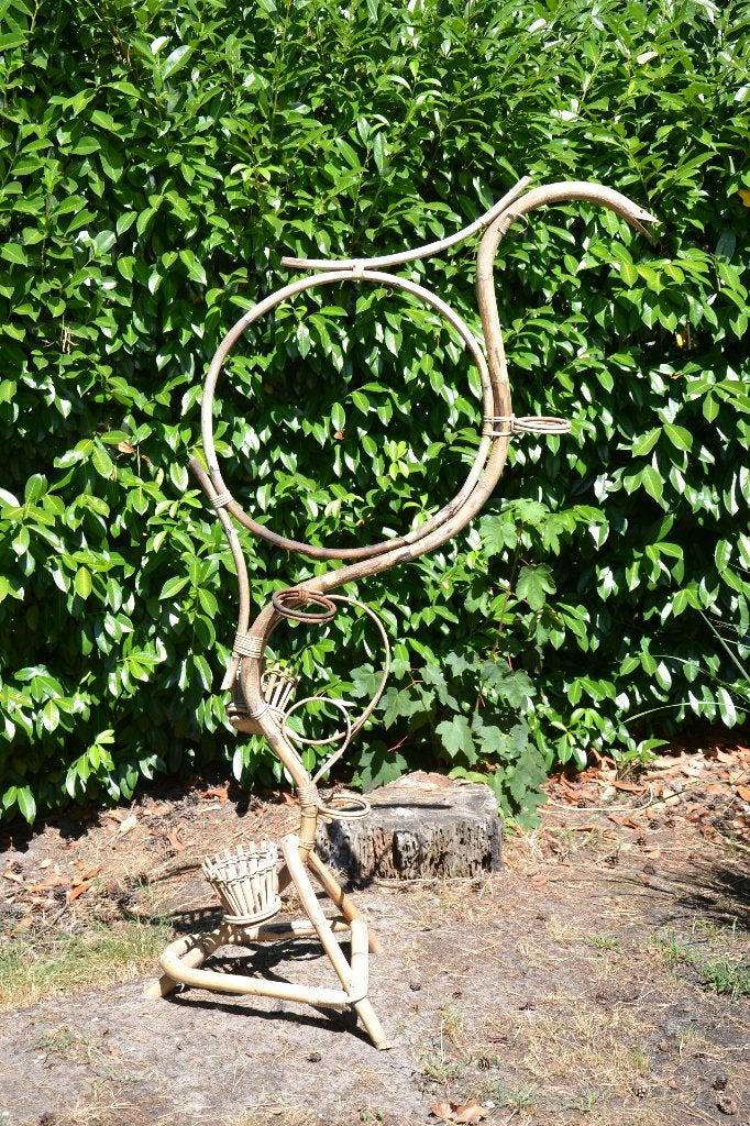 vintage rotan slang plantenhouder, Ophalen