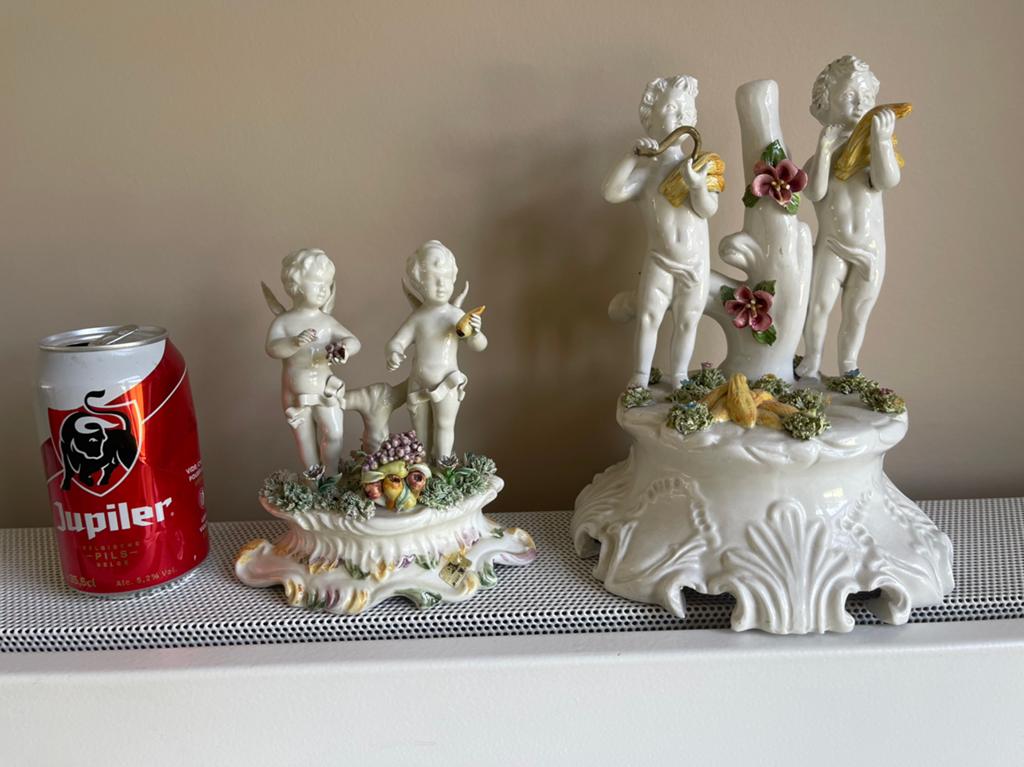 Brocante Porseleinen beeldjes engeltjes / putti, Ophalen of Verzenden