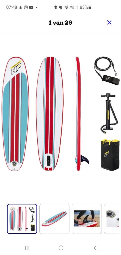 Opblaasbare surfplank 8.0 ', Ophalen, Zo goed als nieuw, Longboard, Met koord