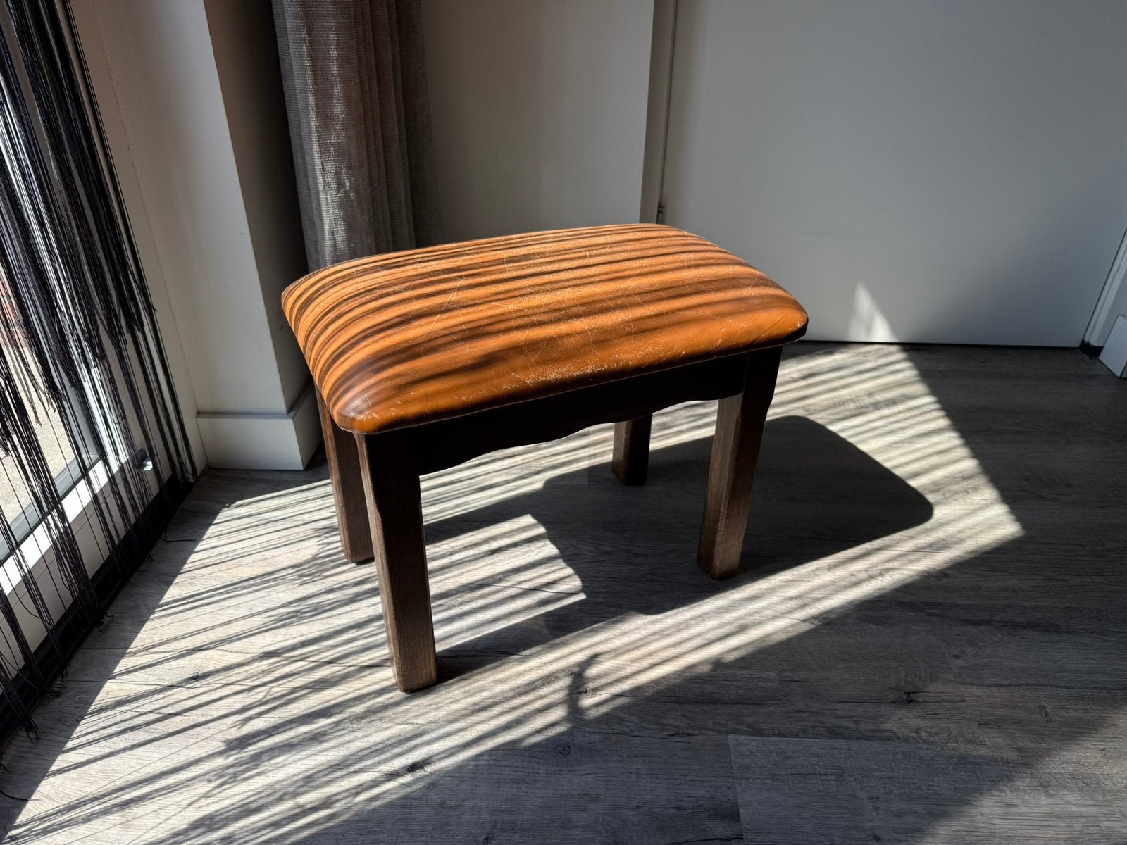 Tabouret de piano en cuir, Enlèvement ou Envoi, Utilisé, Bois