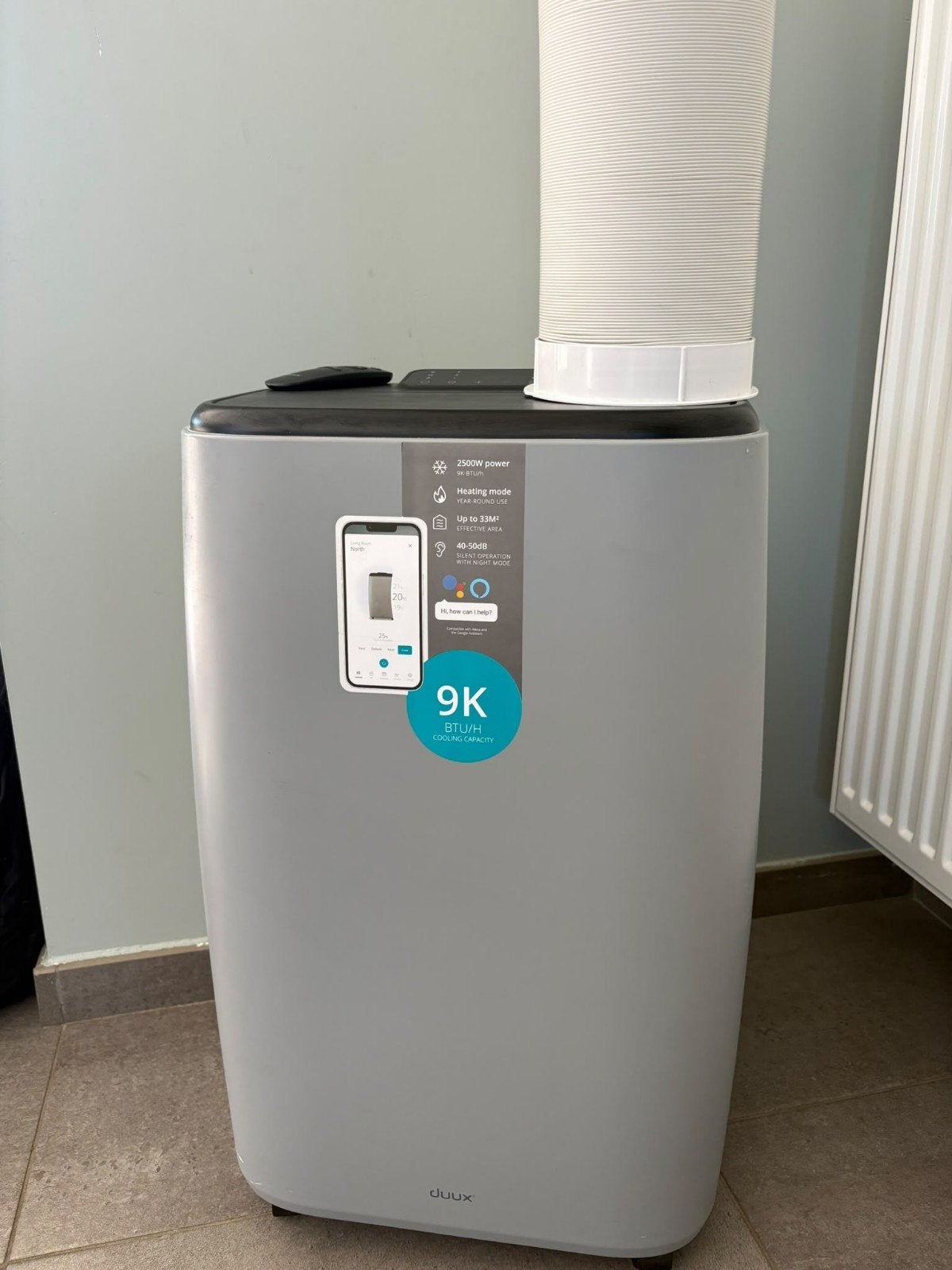 DUUX North Smart 9K BTU – Mobiele Airco, Elektronische apparatuur, Ophalen, Koelen en Ontvochtigen, Minder dan 60 m³, 3 snelheden of meer