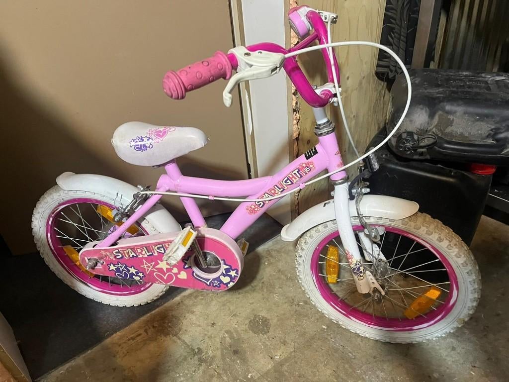Roze kinderfiets, Enlèvement, Utilisé, 16 pouces, Frein à main