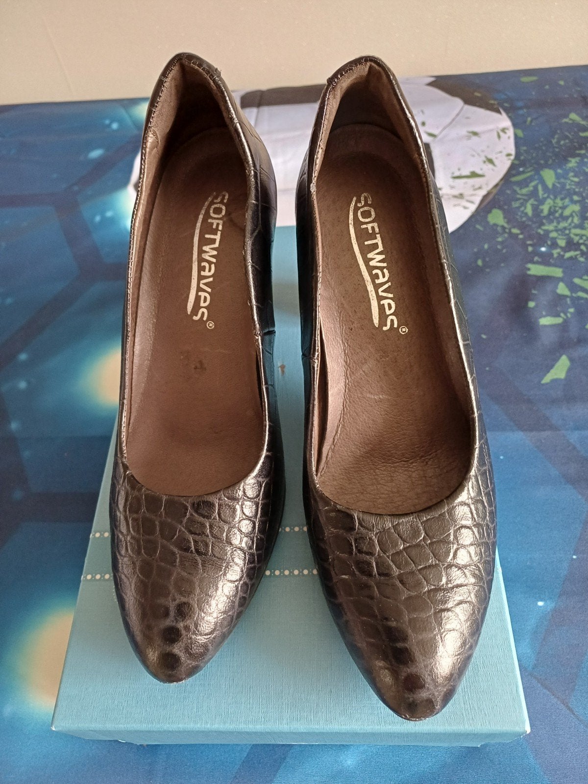 leren dames schoenen  merk Softwaves kleur zwart maat 38n, Ophalen, Zwart