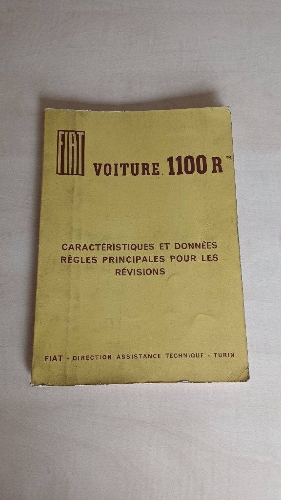 Manuel d'atelier de la Fiat 1100R. Fiat d'origine, Enlèvement ou Envoi