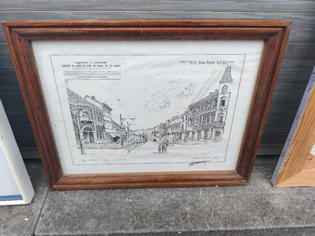 Lithographie rue hamoir la Louvière signe marcel herman, Antiek en Kunst, Kunst | Litho's en Zeefdrukken, Ophalen of Verzenden