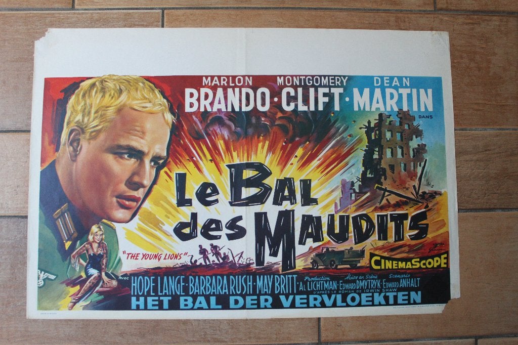 filmaffiche Marlon Brando The Young Lions 1958 filmposter, Collections, Enlèvement ou Envoi, Rectangulaire horizontal, A1 jusqu'à A3