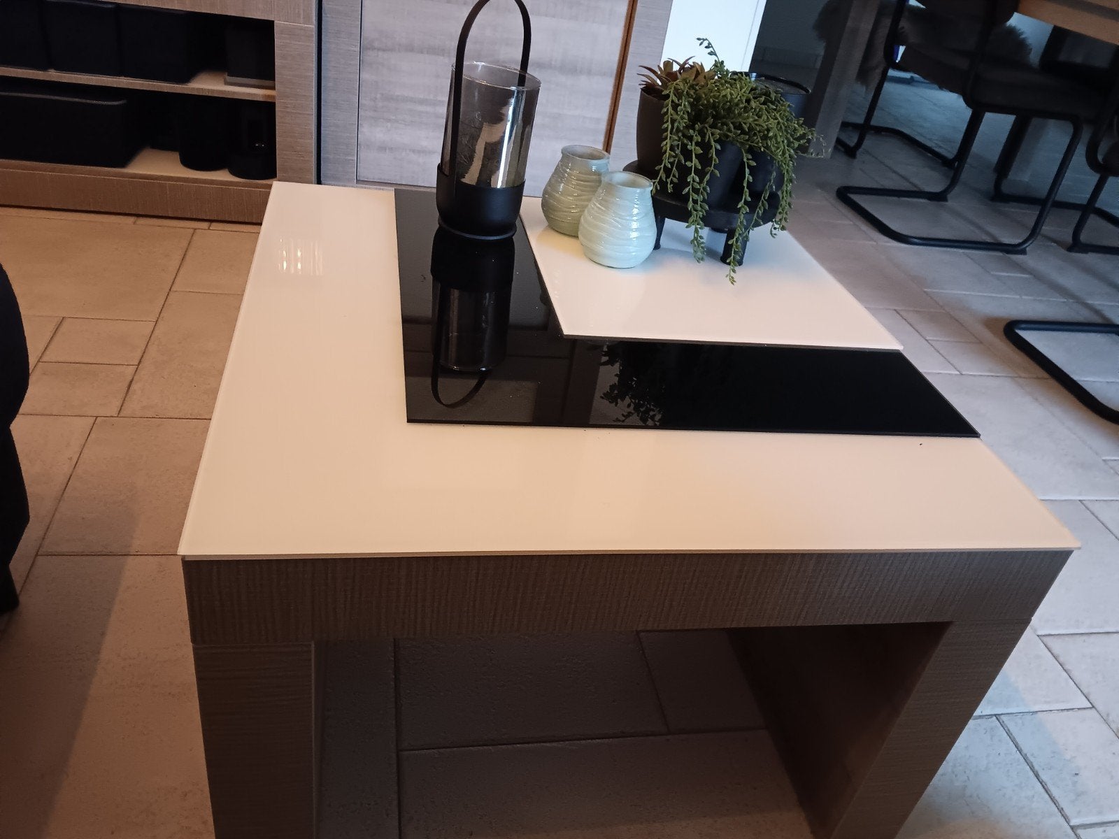 salontafel met 3 glazen bladen, Huis en Inrichting, Complete inboedels, Ophalen