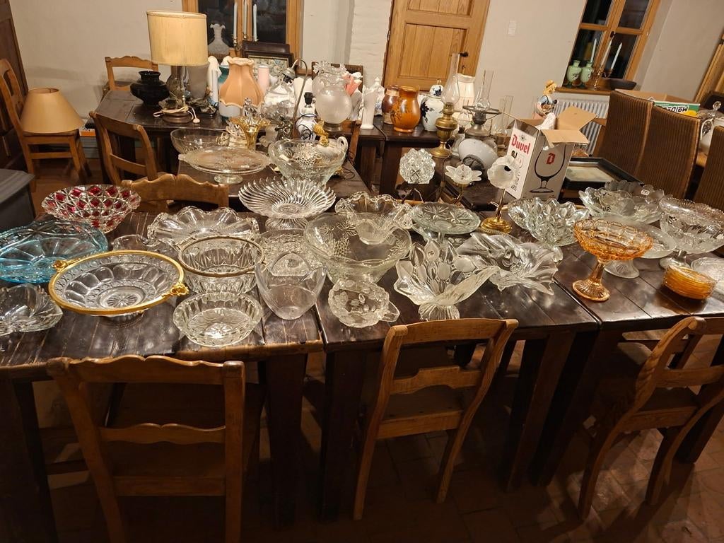 Verzameling van oude kristallen vazen en schotels, Antiek en Kunst, Ophalen